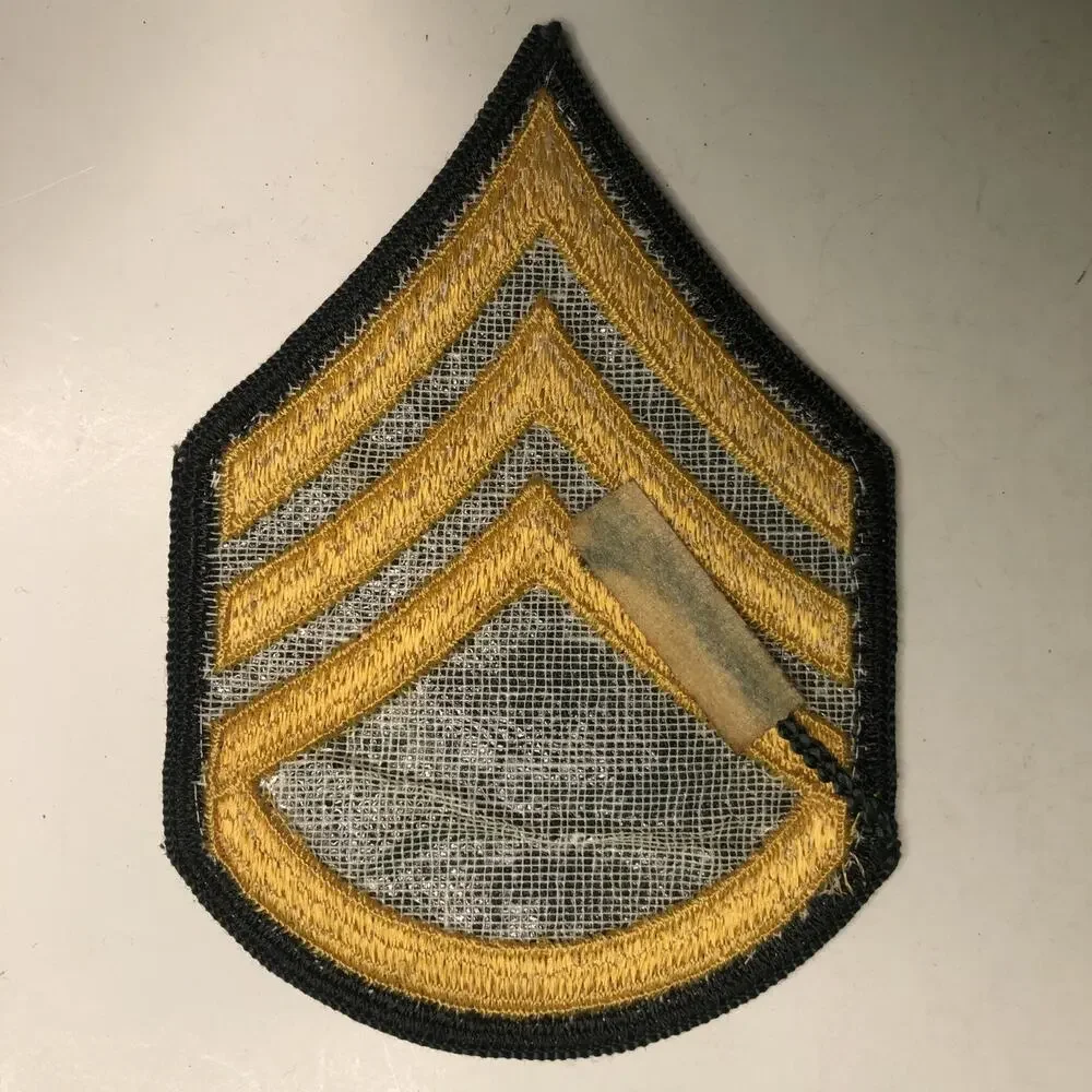 Vintage US Army Staff Sergeant E-6 Sew On Embroidered Patch 4.5x3